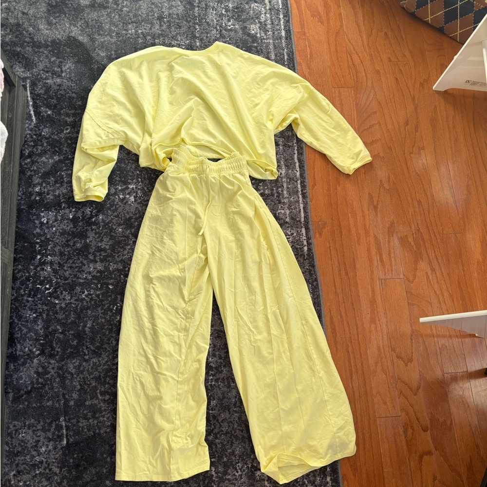 JoyLab Light Yellow Wide Leg Jumpsuit